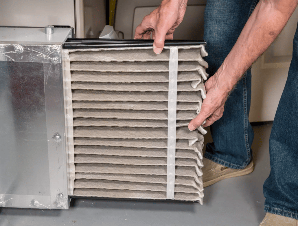 Check your furnace filter to determine how dirty it is. Replace it right away if it looks like this. 
